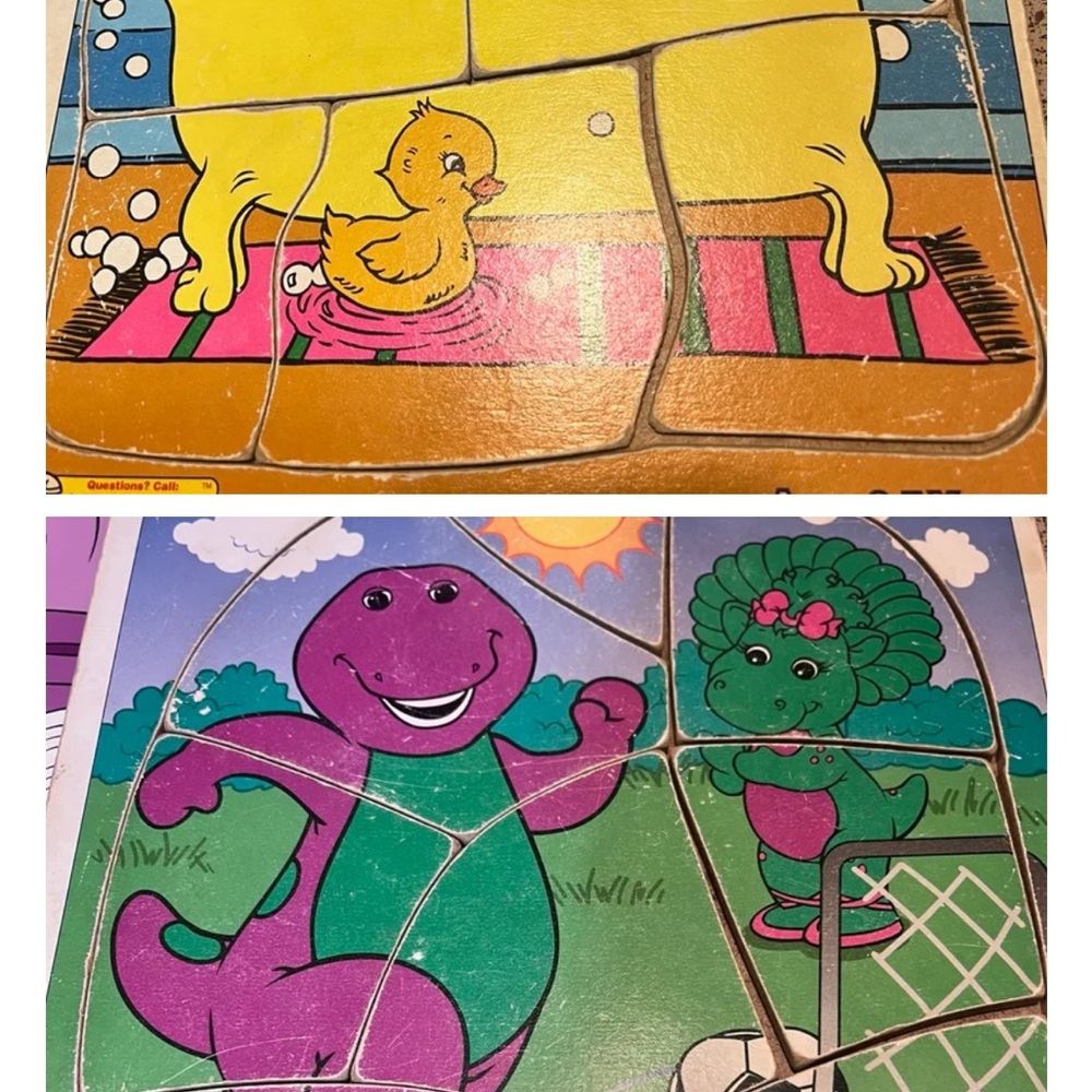 Vintage Purple Dinosaur Puzzle Game